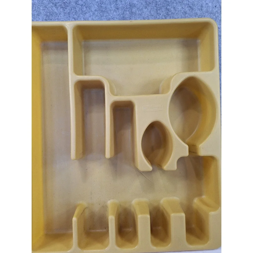 Vintage Rubbermaid Harvest Gold Silverware Drawer Organizer Tray Yellow Plastic